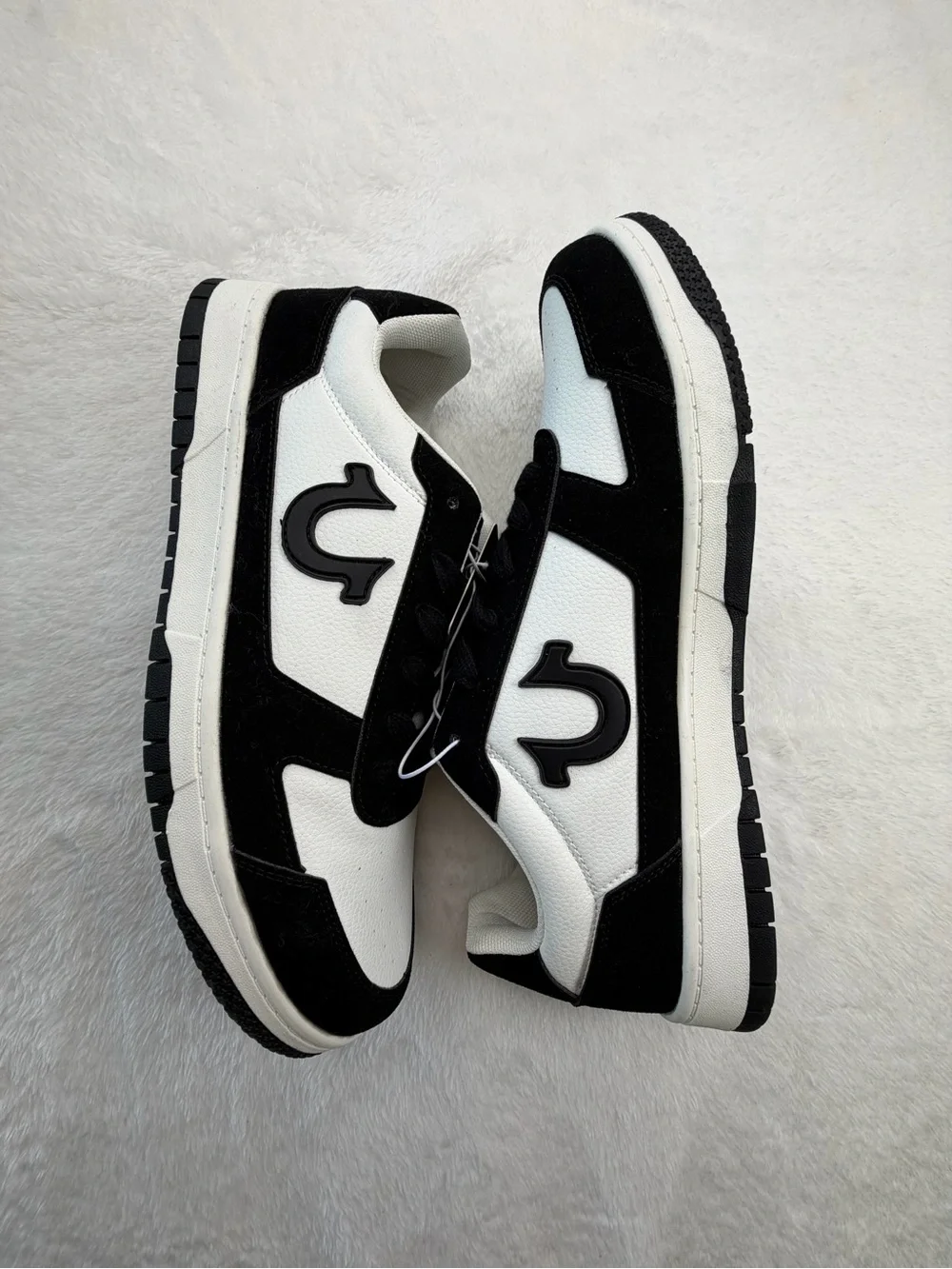 True Religion Men's Black and White Low-Top Sneakers with Contrast Details